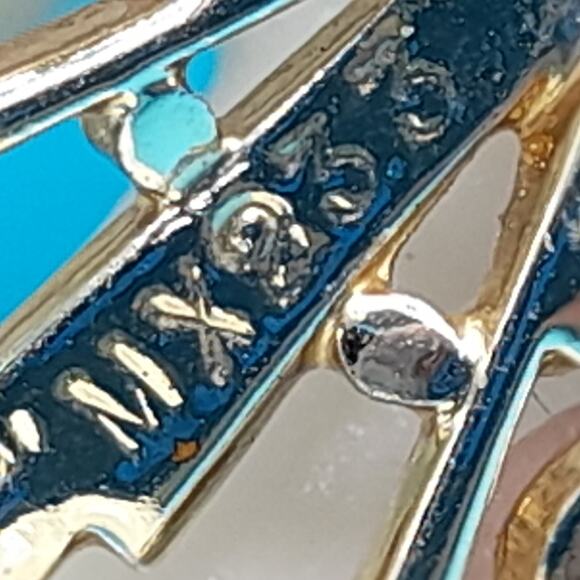 Vintage Maltese Cross Brooch, Pink Cabochons Gray Rhinestones Signed MX233 - Picture 4 of 10